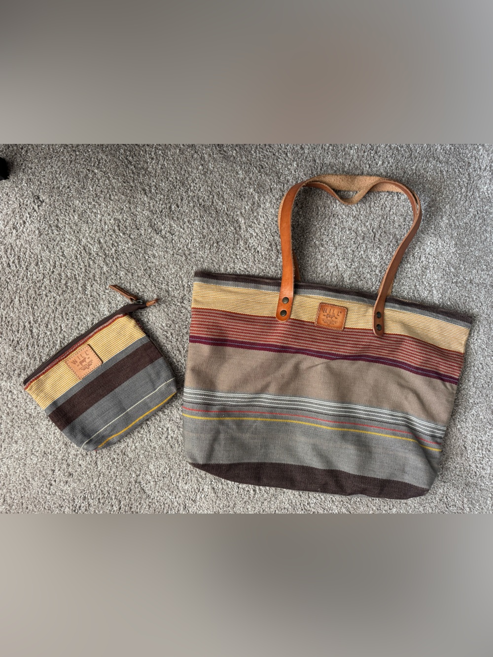 WILL Leather Goods Striped Canvas Tote Bag